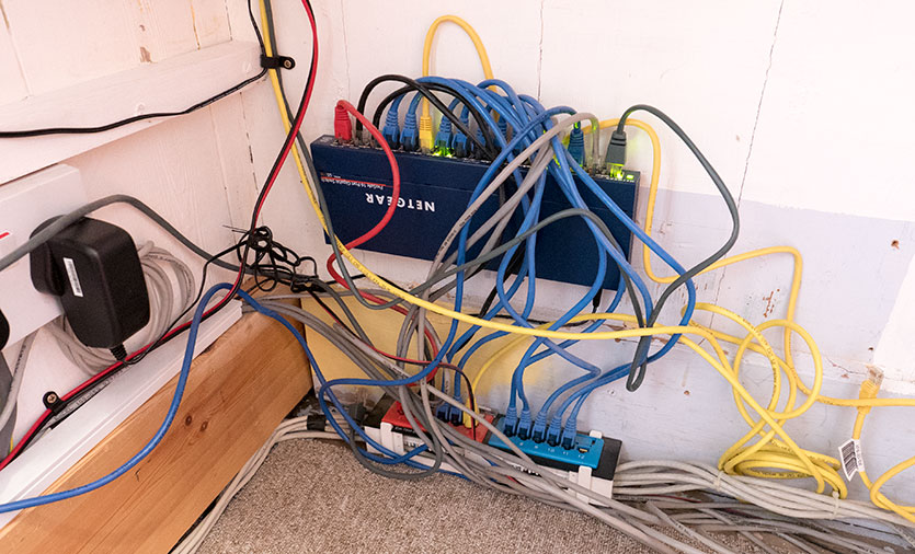 The old upstairs network and switch