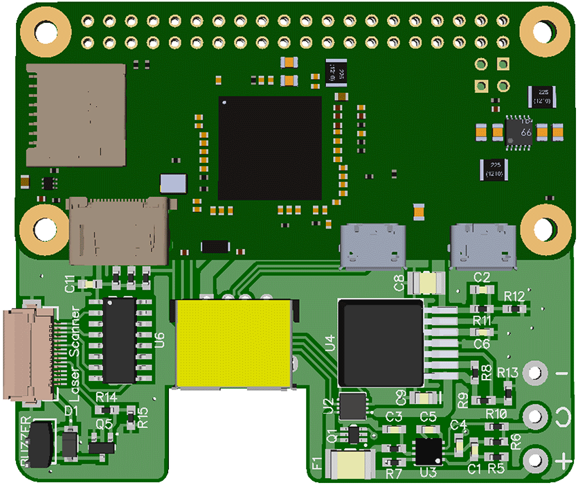 Raspberry Pi Zero Barcode Scanner project pcb