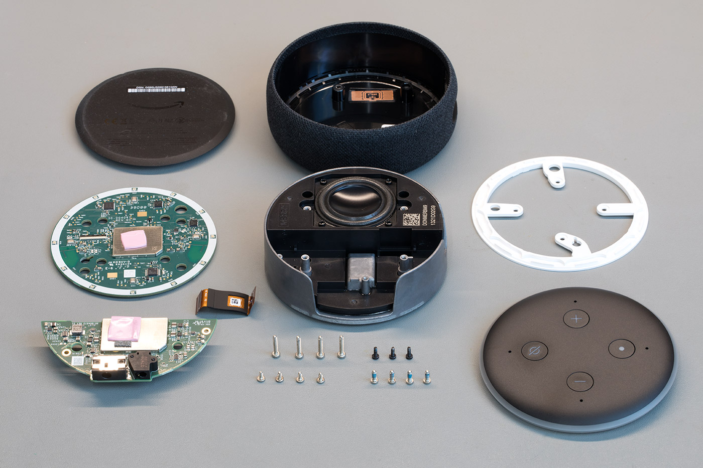 https://www.briandorey.com/docs/2019-07-20-amazon-echo-dot-3rd-gen-teardown/large/all-parts.jpg