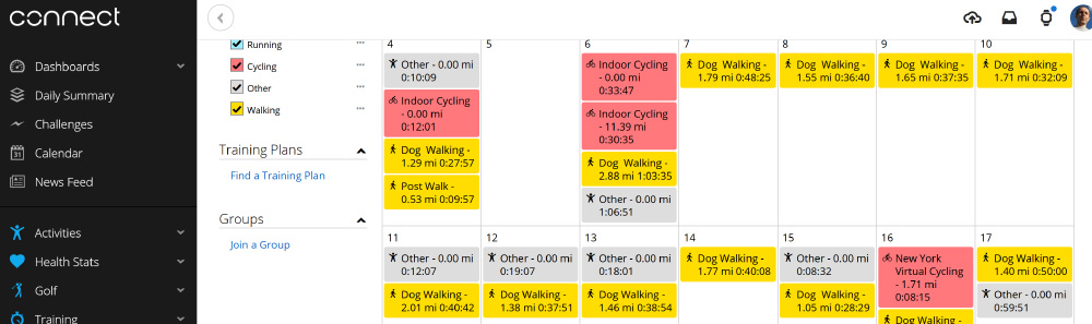 Importing Watch workouts into Garmin Connect