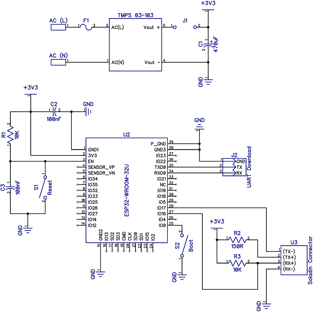 Schematic for the Soladin Wi-Fi interface
