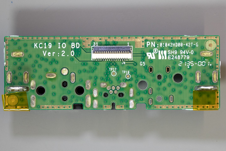 Base of the power input and USB connector PCB