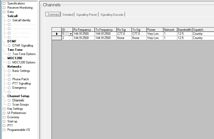 Channels Settings