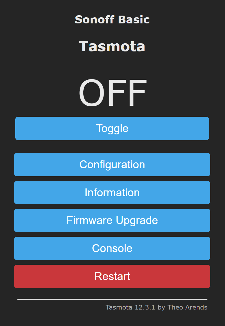 Tasmota Main Page