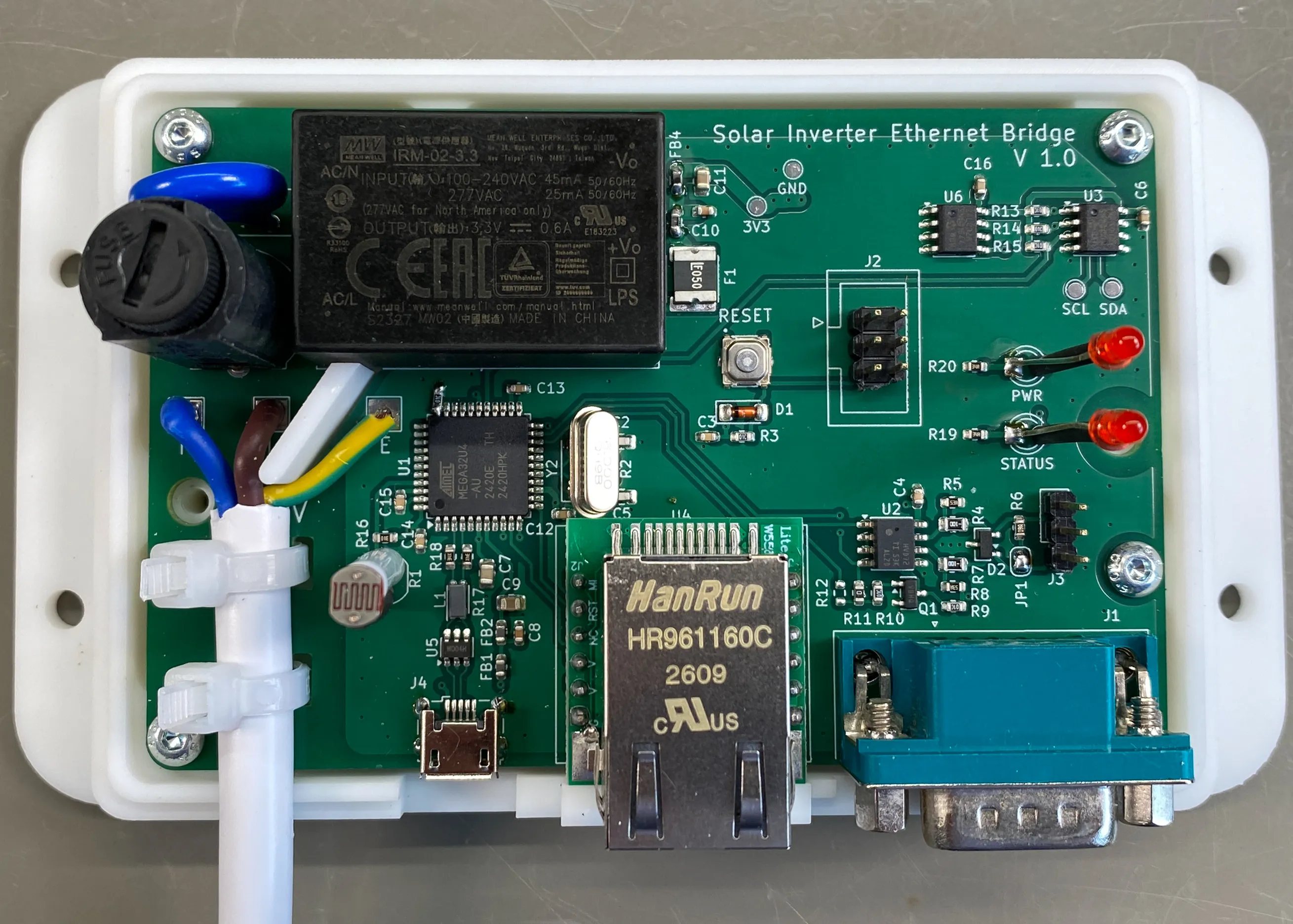 PCB fitted to the back of the case