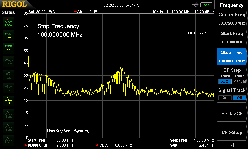 Ferrite core on plus line