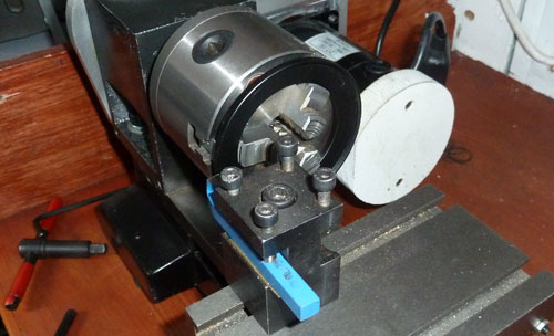 cutting the adaptor on the lathe