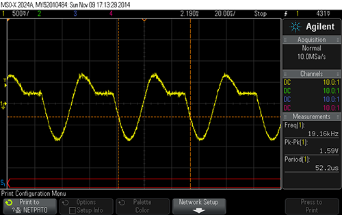 Click to view large image of 19 kHz pulse from sender