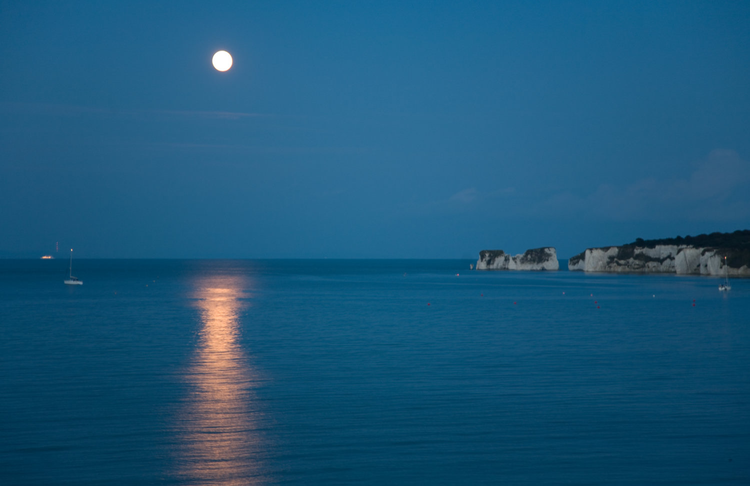 moon rising over old harry