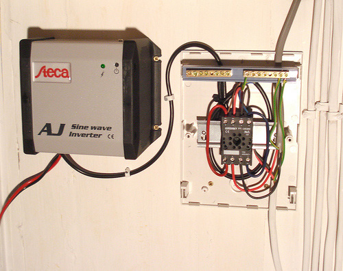 Mains inverter and relay box being fitted